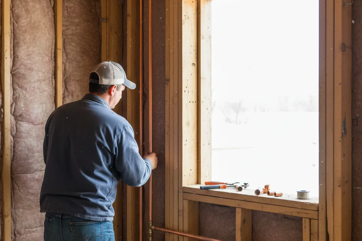 Licensed plumber running new copper supply lines in a Ponderosa home